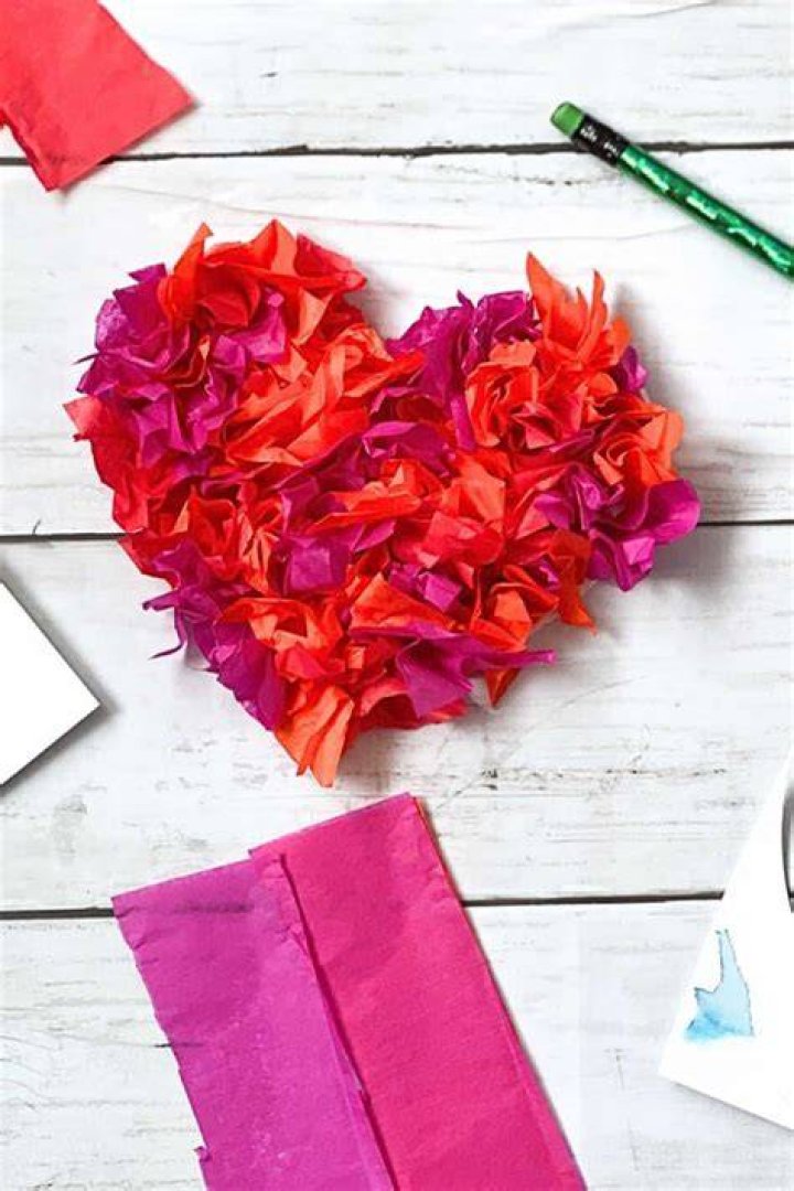 Tissue Paper Hearts Craft for Valentine's Day